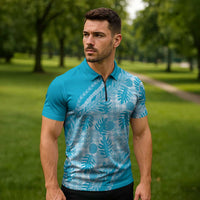 Hawaii Breadfruit Palaka Zipper Polo Shirt Polu Maile Lei LT9 - Polynesian Pride