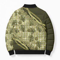 Hawaii Breadfruit Palaka Bomber Puffer Jacket Omaomao Maile Lei LT9 - Polynesian Pride