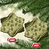 Hawaii Breadfruit Palaka Ceramic Ornament Omaomao Maile Lei - Polynesian Pride