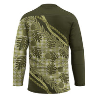 Hawaii Breadfruit Palaka Hockey Jersey Omaomao Maile Lei - Polynesian Pride