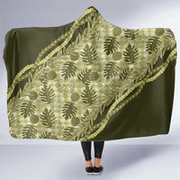 Hawaii Breadfruit Palaka Hooded Blanket Omaomao Maile Lei LT9 One Size Green - Polynesian Pride