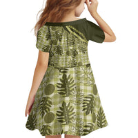 Hawaii Breadfruit Palaka Kid Short Sleeve Dress Omaomao Maile Lei LT9 - Polynesian Pride