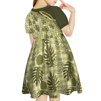 Hawaii Breadfruit Palaka Kid Short Sleeve Dress Omaomao Maile Lei LT9 - Polynesian Pride