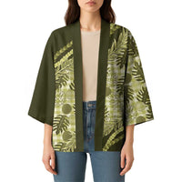 Hawaii Breadfruit Palaka Kimono Omaomao Maile Lei - Polynesian Pride