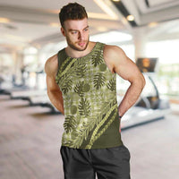 Hawaii Breadfruit Palaka Men Tank Top Omaomao Maile Lei LT9 Green - Polynesian Pride