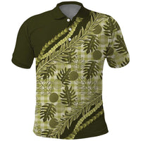 Hawaii Breadfruit Palaka Polo Shirt - Omaomao Maile Lei LT9 Green - Polynesian Pride