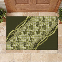 Hawaii Breadfruit Palaka Rubber Doormat Omaomao Maile Lei LT9 Green - Polynesian Pride