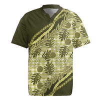 Hawaii Breadfruit Palaka Rugby Jersey Omaomao Maile Lei LT9 Green - Polynesian Pride