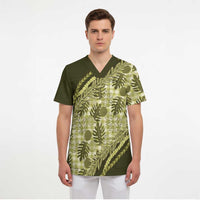 Hawaii Breadfruit Palaka Scrub Top Omaomao Maile Lei LT9 - Polynesian Pride