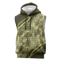 Hawaii Breadfruit Palaka Sleeveless Hoodie Omaomao Maile Lei LT9 Green - Polynesian Pride