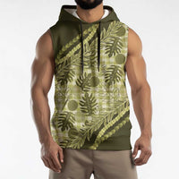 Hawaii Breadfruit Palaka Sleeveless Hoodie Omaomao Maile Lei LT9 - Polynesian Pride