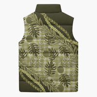 Hawaii Breadfruit Palaka Sleeveless Puffer Jacket Omaomao Maile Lei LT9 - Polynesian Pride
