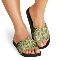 Hawaii Breadfruit Palaka Slide Sandals Omaomao Maile Lei - Polynesian Pride