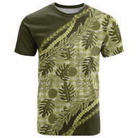 Hawaii Breadfruit Palaka T Shirt Omaomao Maile Lei LT9 Green - Polynesian Pride