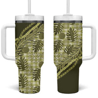 Hawaii Breadfruit Palaka Tumbler With Handle Omaomao Maile Lei - Polynesian Pride