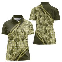 Hawaii Breadfruit Palaka Women Polo Shirt Omaomao Maile Lei LT9 - Polynesian Pride