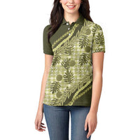 Hawaii Breadfruit Palaka Women Polo Shirt Omaomao Maile Lei LT9 - Polynesian Pride