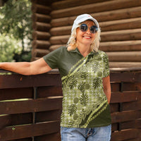 Hawaii Breadfruit Palaka Women Polo Shirt Omaomao Maile Lei LT9 - Polynesian Pride