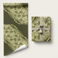 Hawaii Breadfruit Palaka Wrapping Paper Omaomao Maile Lei LT9 58" × 23" Green - Polynesian Pride