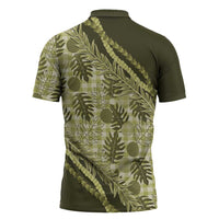 Hawaii Breadfruit Palaka Zipper Polo Shirt - Omaomao Maile Lei LT9 - Polynesian Pride