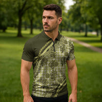 Hawaii Breadfruit Palaka Zipper Polo Shirt - Omaomao Maile Lei LT9 - Polynesian Pride