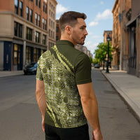 Hawaii Breadfruit Palaka Zipper Polo Shirt - Omaomao Maile Lei LT9 - Polynesian Pride