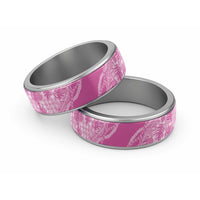 Hawaii Breadfruit Palaka Classic Ring Omaomao Ulaula Maile Lei LT9 Sliver Pink - Polynesian Pride