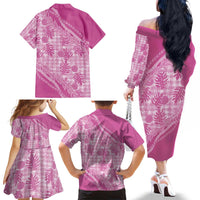 Hawaii Breadfruit Palaka Family Matching Off The Shoulder Long Sleeve Dress and Hawaiian Shirt Omaomao Ulaula Maile Lei - Polynesian Pride