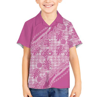 Hawaii Breadfruit Palaka Family Matching Off The Shoulder Long Sleeve Dress and Hawaiian Shirt Omaomao Ulaula Maile Lei - Polynesian Pride