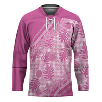 Hawaii Breadfruit Palaka Hockey Jersey Omaomao Ulaula Maile Lei LT9 Unisex Pink - Polynesian Pride