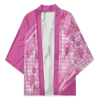 Hawaii Breadfruit Palaka Kimono Omaomao Ulaula Maile Lei LT9 Unisex Pink - Polynesian Pride