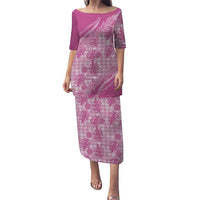Hawaii Breadfruit Palaka Puletasi Omaomao Ulaula Maile Lei LT9 Long Dress Pink - Polynesian Pride