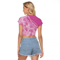 Hawaii Breadfruit Palaka Raglan Cropped T Shirt Omaomao Ulaula Maile Lei LT9 - Polynesian Pride