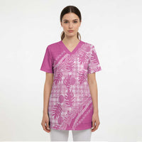 Hawaii Breadfruit Palaka Scrub Top Omaomao Ulaula Maile Lei LT9 - Polynesian Pride