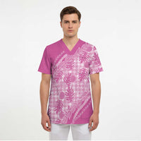 Hawaii Breadfruit Palaka Scrub Top Omaomao Ulaula Maile Lei LT9 - Polynesian Pride