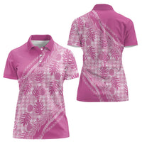 Hawaii Breadfruit Palaka Women Polo Shirt Omaomao Ulaula Maile Lei LT9 - Polynesian Pride