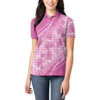 Hawaii Breadfruit Palaka Women Polo Shirt Omaomao Ulaula Maile Lei LT9 - Polynesian Pride
