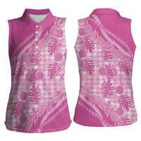 Hawaii Breadfruit Palaka Women Sleeveless Polo Shirt Omaomao Ulaula Maile Lei - Polynesian Pride