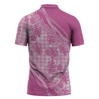 Hawaii Breadfruit Palaka Zipper Polo Shirt Omaomao Ulaula Maile Lei LT9 - Polynesian Pride