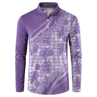 Hawaii Breadfruit Palaka Button Sweatshirt Poni Maile Lei LT9 Purple - Polynesian Pride