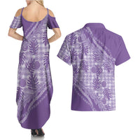 Hawaii Breadfruit Palaka Couples Matching Summer Maxi Dress and Hawaiian Shirt Poni Maile Lei LT9 - Polynesian Pride