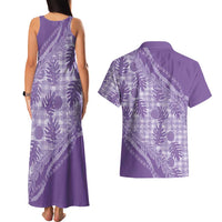 Hawaii Breadfruit Palaka Couples Matching Tank Maxi Dress and Hawaiian Shirt Poni Maile Lei LT9 - Polynesian Pride