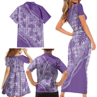 Hawaii Breadfruit Palaka Family Matching Short Sleeve Bodycon Dress and Hawaiian Shirt Poni Maile Lei - Polynesian Pride