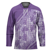 Hawaii Breadfruit Palaka Hockey Jersey Poni Maile Lei LT9 Unisex Purple - Polynesian Pride