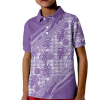 Hawaii Breadfruit Palaka Kid Polo Shirt Poni Maile Lei LT9 Kid Purple - Polynesian Pride