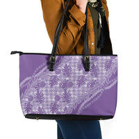 Hawaii Breadfruit Palaka Leather Tote Bag Poni Maile Lei - Polynesian Pride