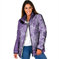 Hawaii Breadfruit Palaka Padded Jacket Poni Maile Lei LT9 Women Purple - Polynesian Pride