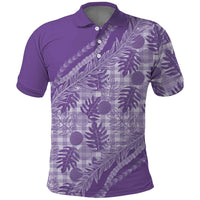 Hawaii Breadfruit Palaka Polo Shirt Poni Maile Lei LT9 Purple - Polynesian Pride