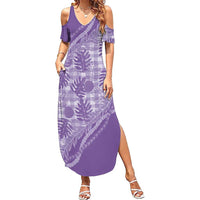 Hawaii Breadfruit Palaka Summer Maxi Dress Poni Maile Lei LT9 Women Purple - Polynesian Pride