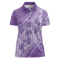 Hawaii Breadfruit Palaka Women Polo Shirt Poni Maile Lei LT9 Female Purple - Polynesian Pride